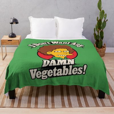 I Don'T Want Any Damn Vegetables Throw Blanket Official The Simpsons Merch