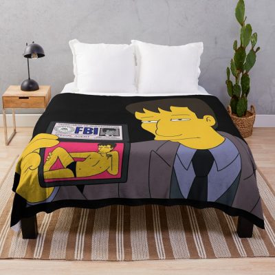 Agent Mulder Fbi Throw Blanket Official The Simpsons Merch