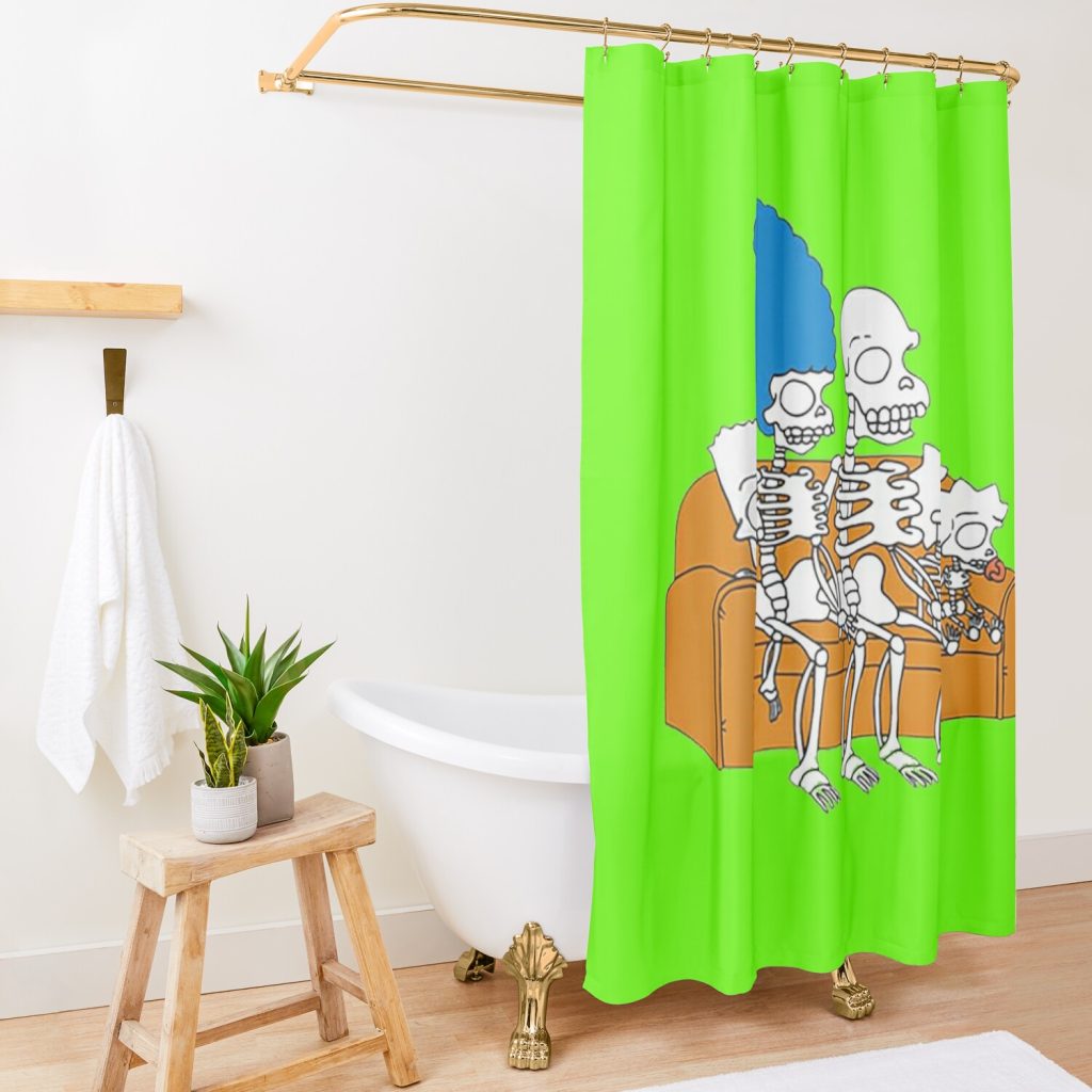 The Simpsonzz Skeletons Treehouse Of Horror Couch Shower Curtain Official The Simpsons Merch