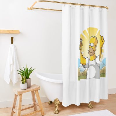 Worship Coffee Shower Curtain Official The Simpsons Merch