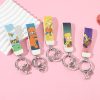 Classic Comedy The Simpsons Genuine Leather Lanyard Keychain Cartoon Figure Bart Simpson Printing Leather Keyrings for 4 - The Simpsons Store