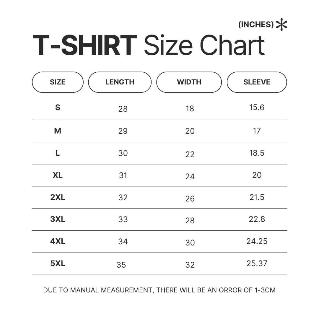 3D T shirt Size Chart - The Simpsons Store