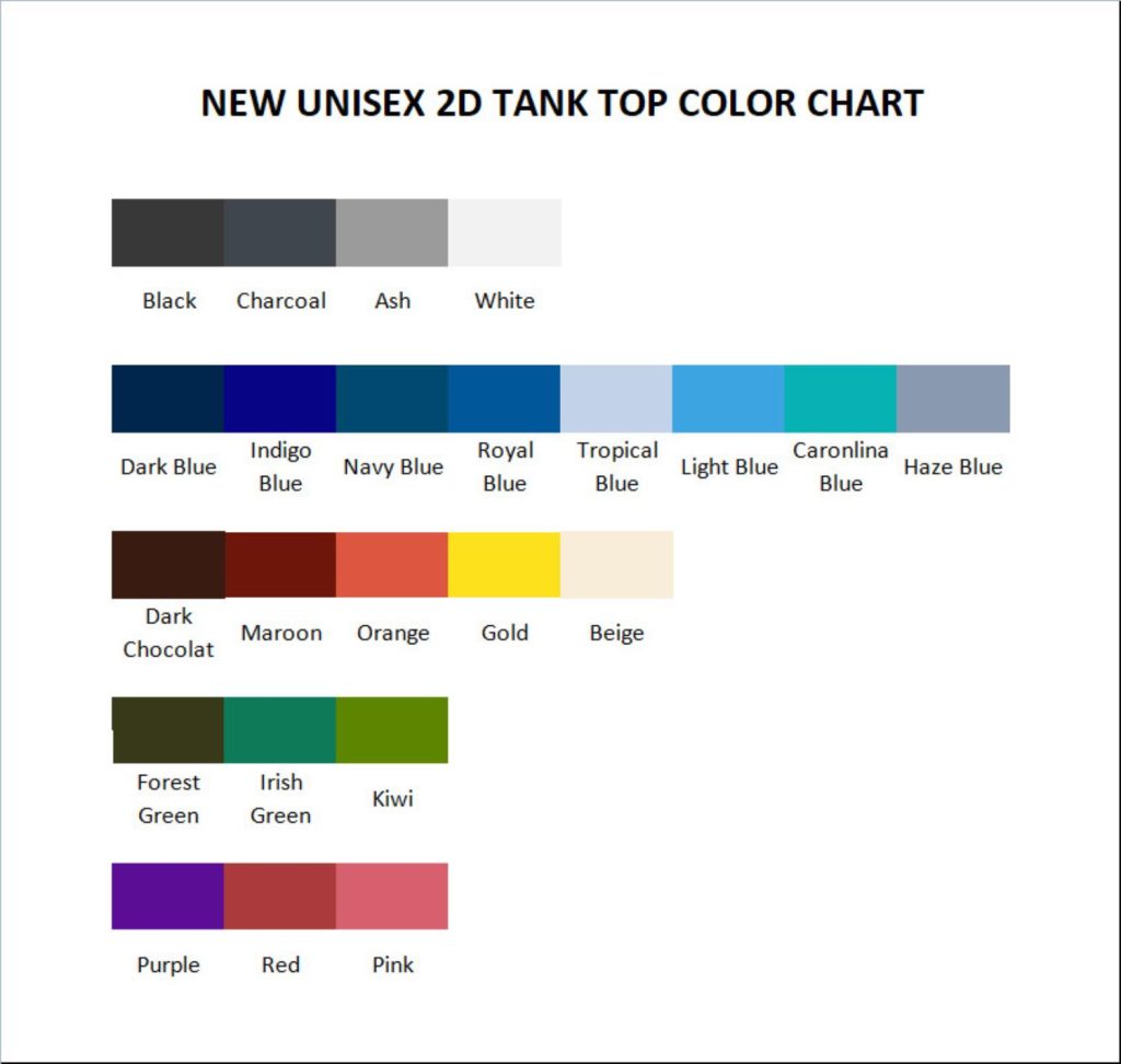 tank top color chart - The Simpsons Store